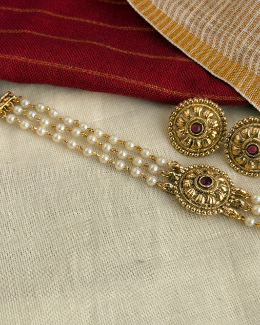 Three Layer Pearl Choker-AN026