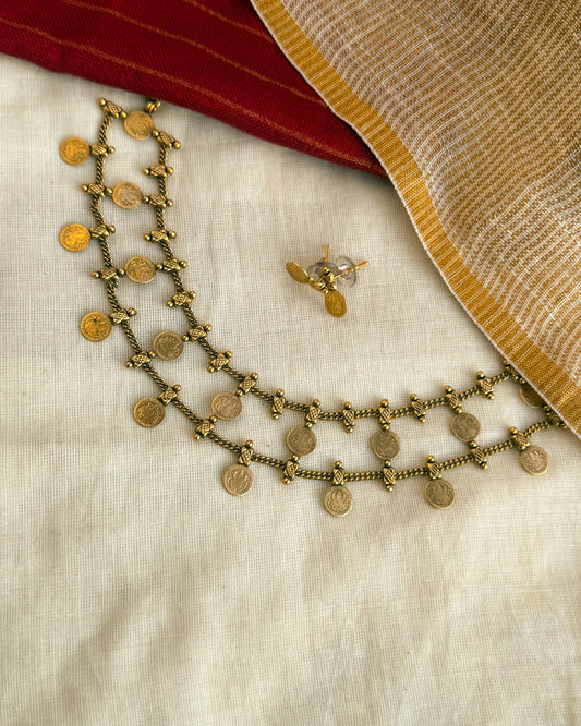Double Layer Coin Necklace-AN022