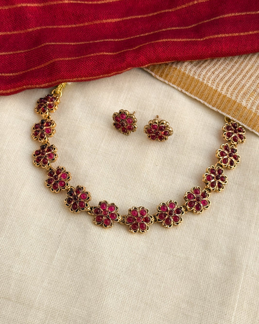Ruby Floral Necklace-AN038