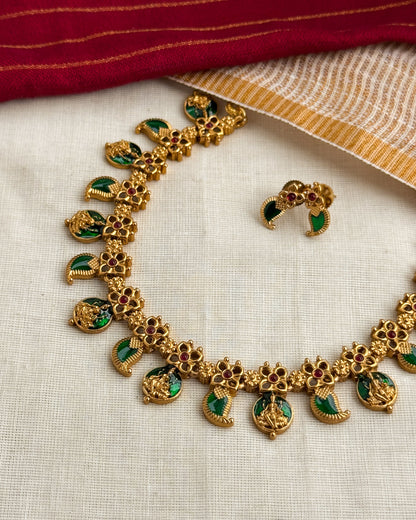 Manga-Coin Enamel Necklace-GREEN-AN084