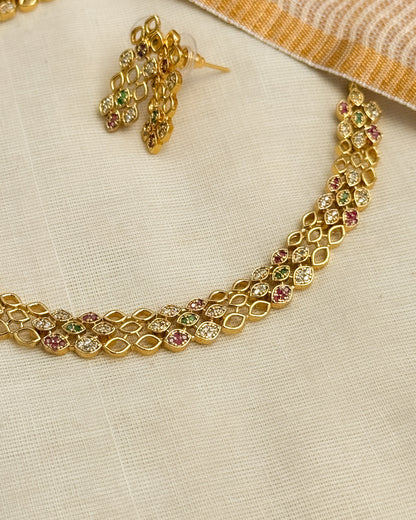 Multistone AD necklace-AN095