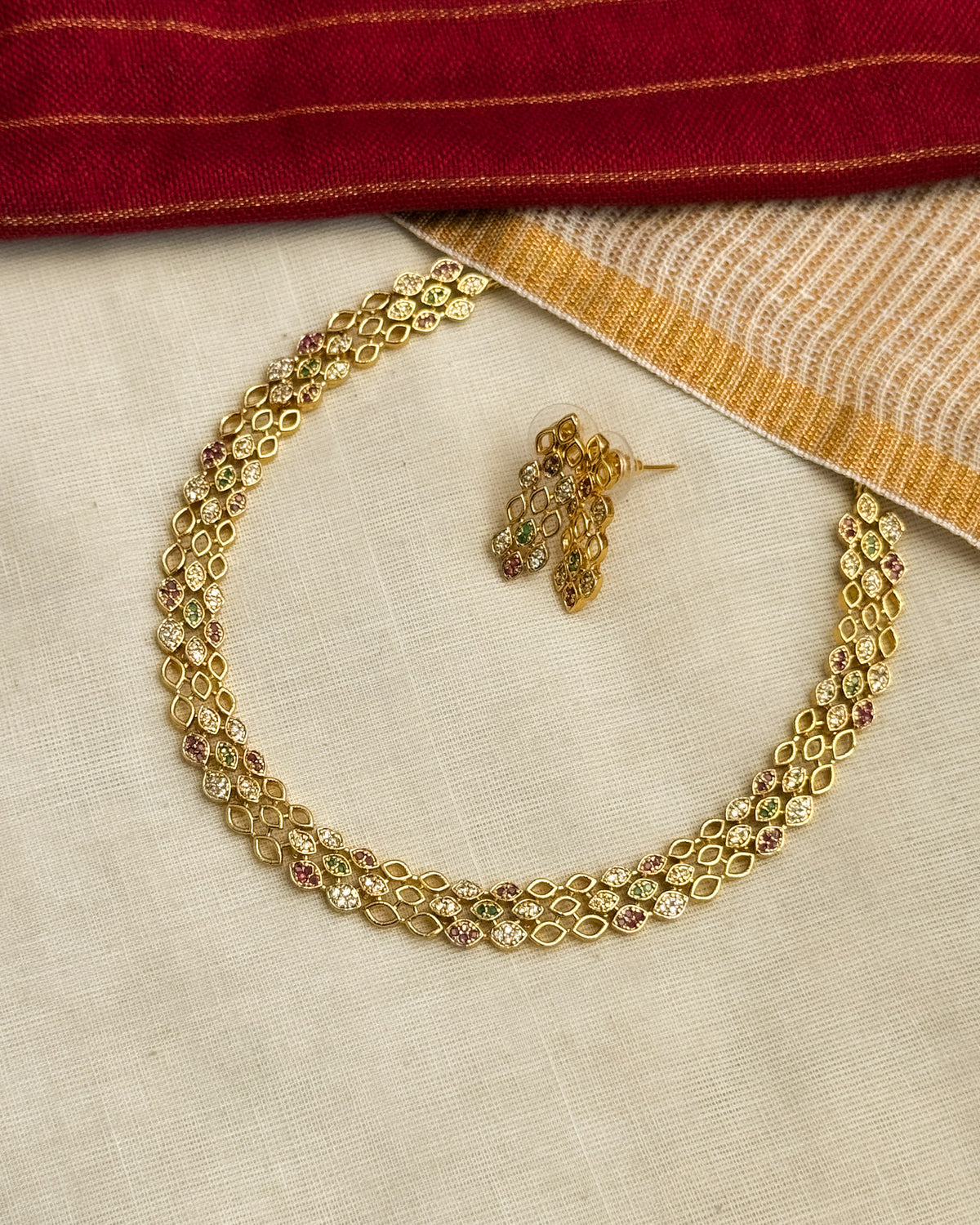 Multistone AD necklace-AN095