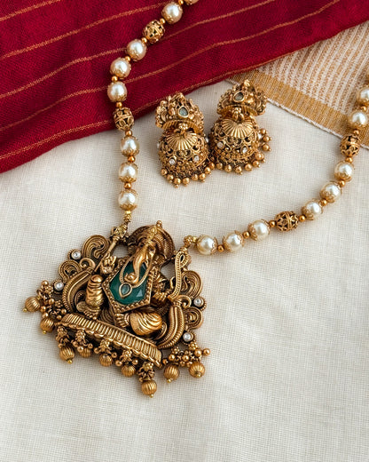 Premium Ganesha Pearl Haaram-AH014
