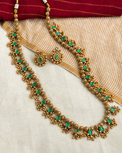 Double sided Traditional Long Haaram -Emerald - AH015