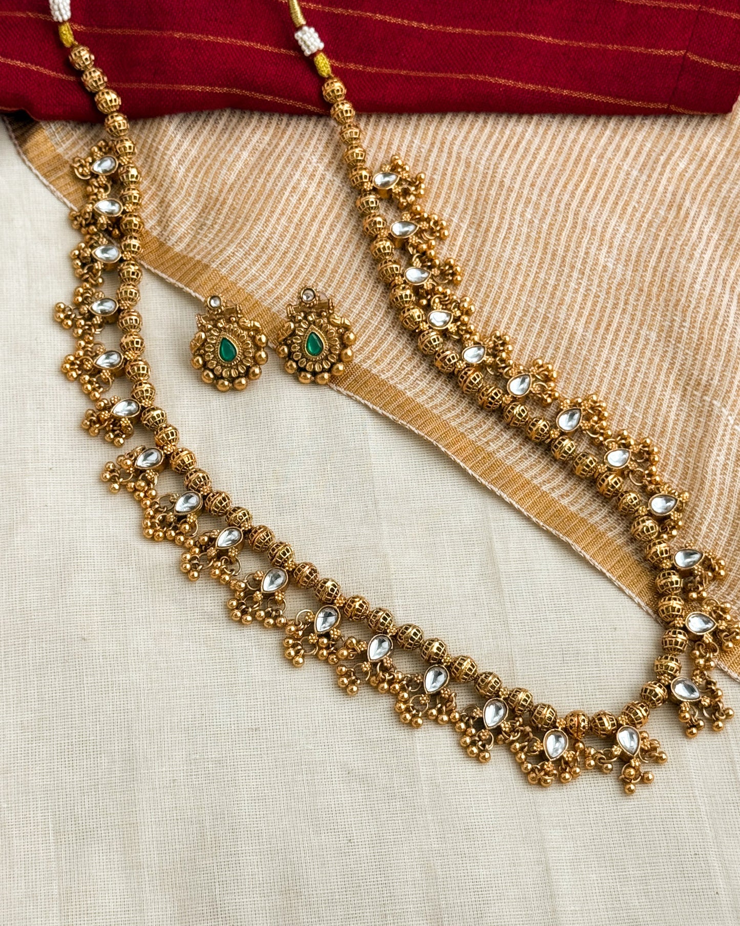 Double sided Traditional Long Haaram -Emerald - AH015
