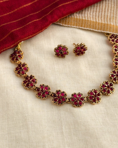 Ruby Floral Necklace-AN038