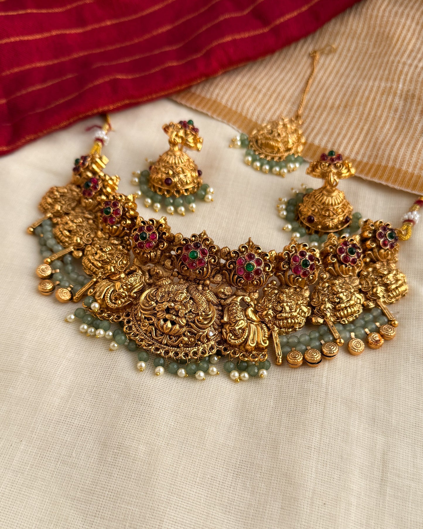 Bridal Necklace with Jhumka and Tika-AW004