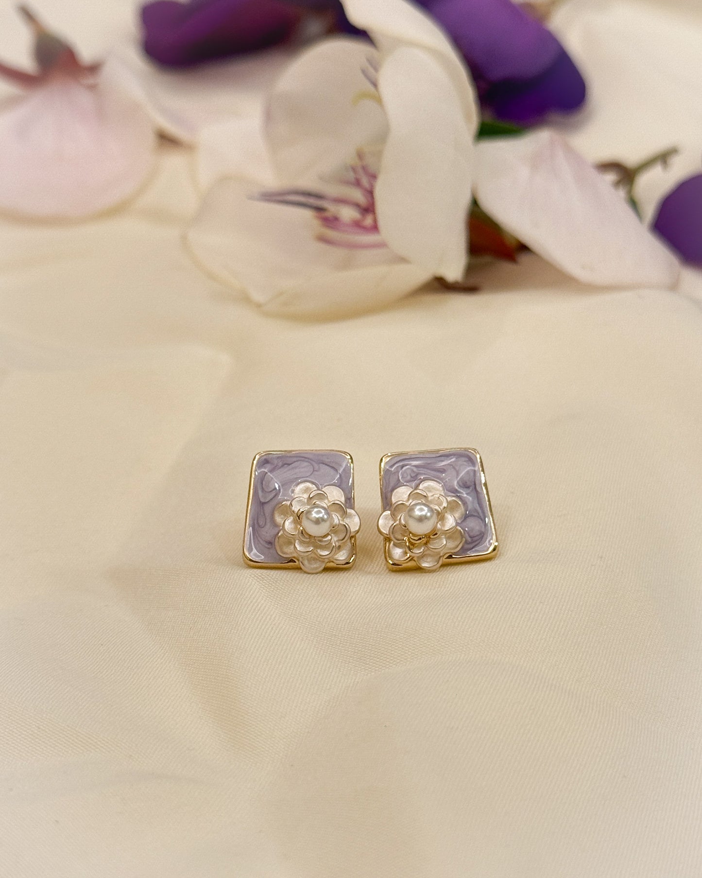 Floral Earrings-Lavender