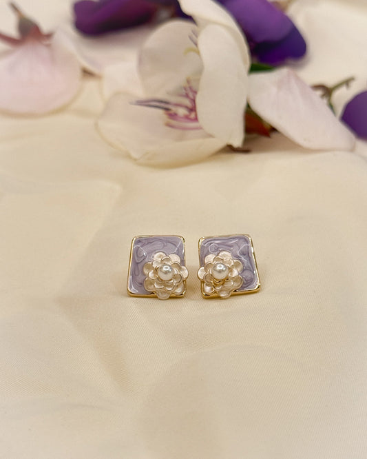 Floral Earrings-Lavender