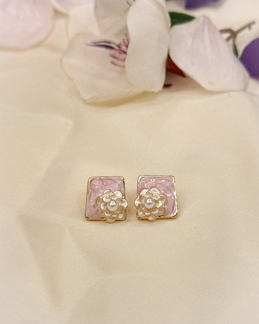 Floral Earrings-Pastel Pink