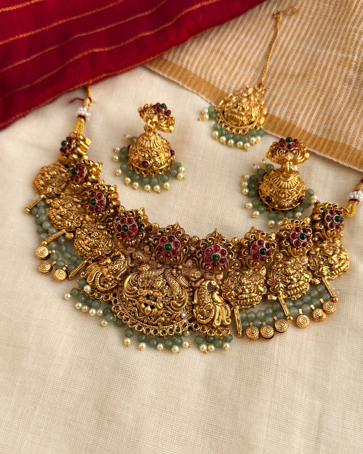 Bridal Necklace with Jhumka and Tika-AW004