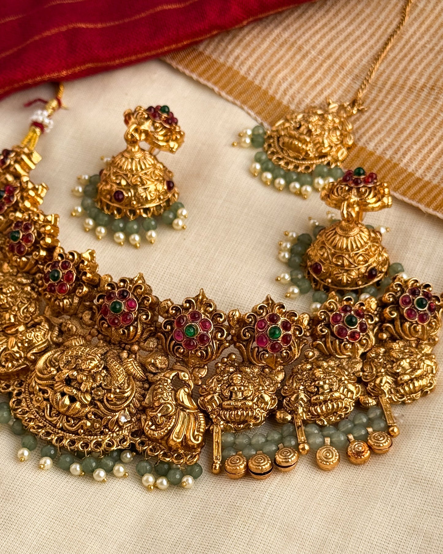 Bridal Necklace with Jhumka and Tika-AW004