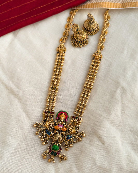 Lakshmi Mayur Antique Long Haaram-AH009