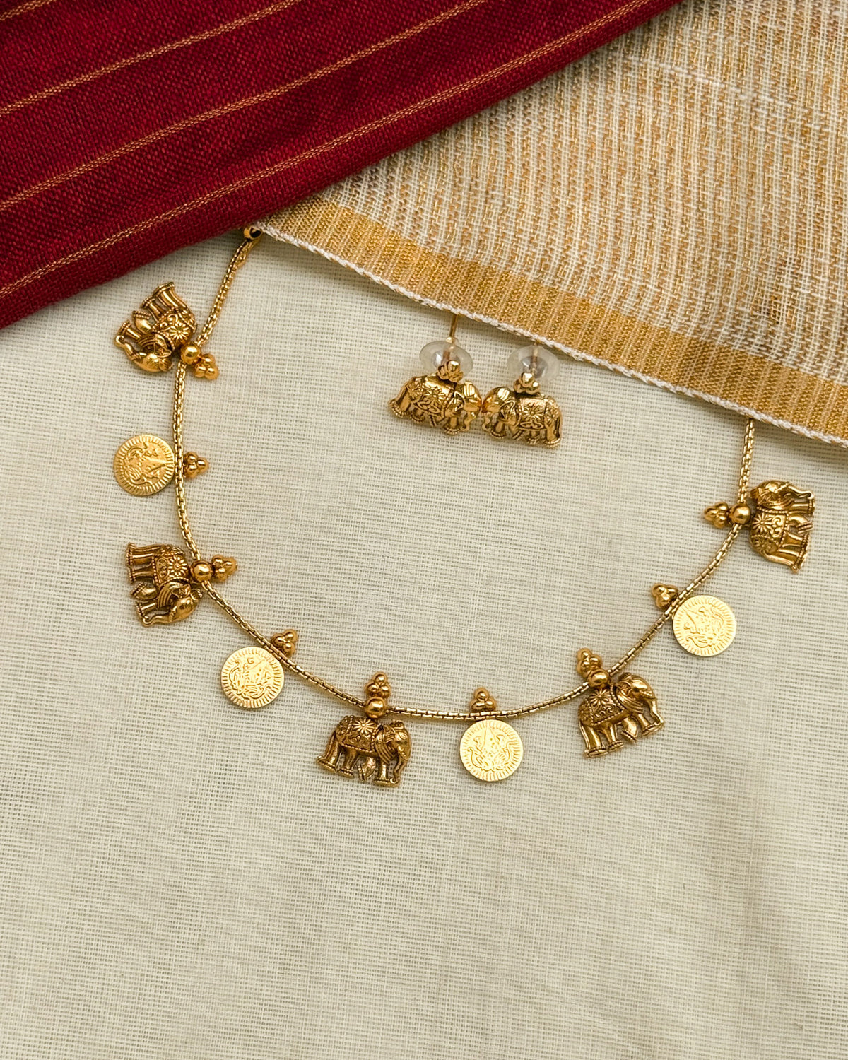 Simple Coin-Haathi Choker- AN034
