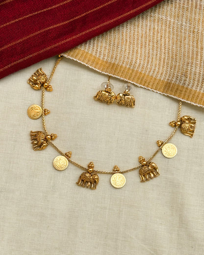 Simple Coin-Haathi Choker- AN034