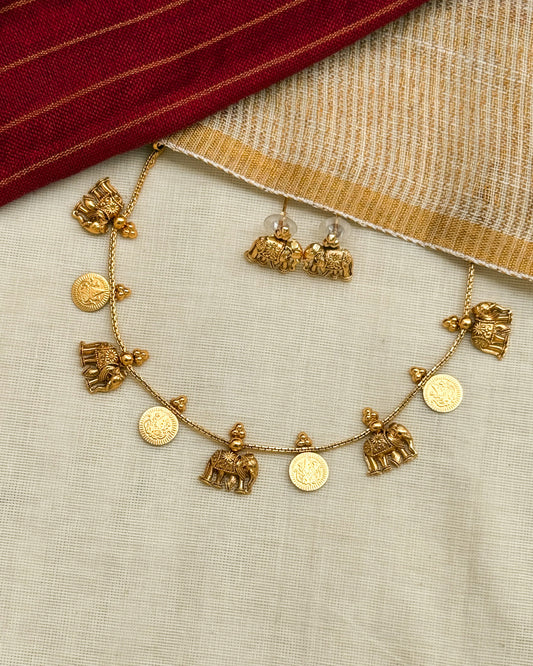 Simple Coin-Haathi Choker- AN034