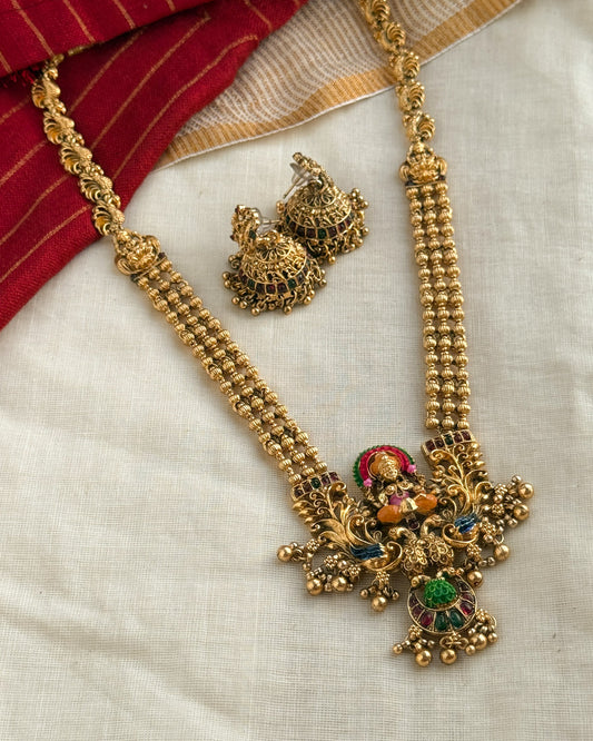 Lakshmi Mayur Antique Long Haaram-AH009