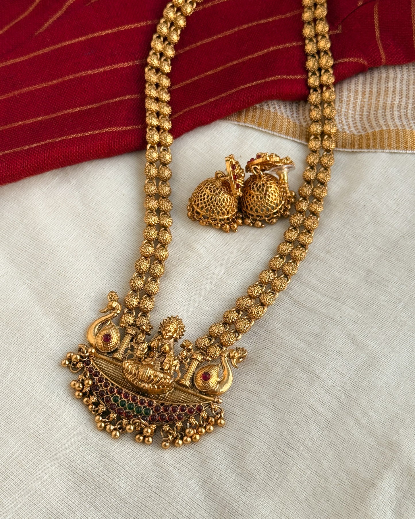 Beaded Lakshmi Long Haaram-AH008