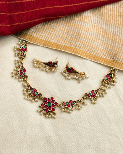 Floral Parrot Necklace-AN063