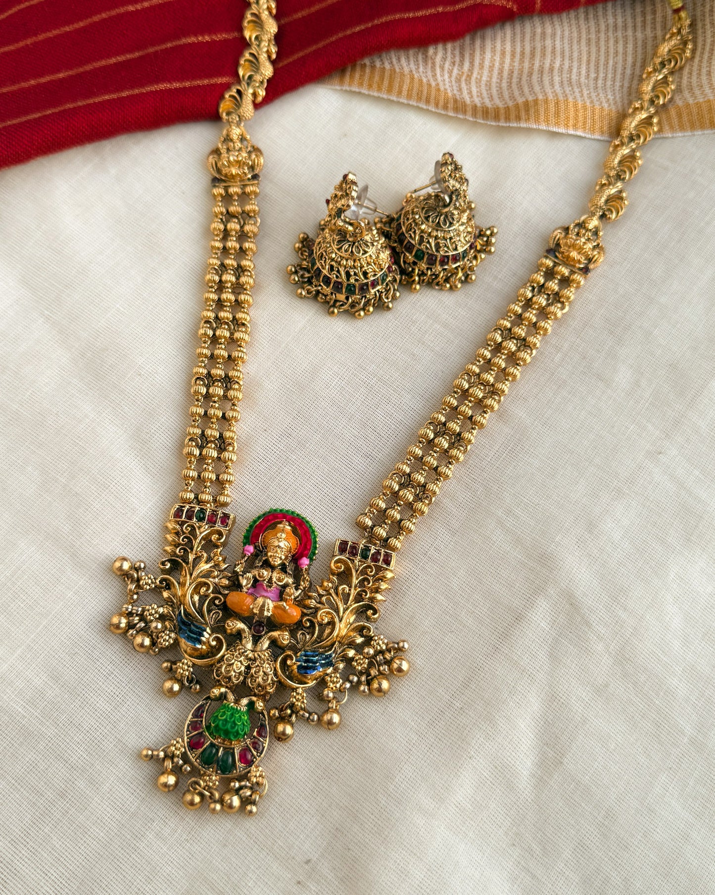 Lakshmi Mayur Antique Long Haaram-AH009