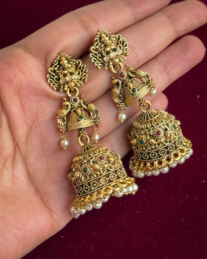 Temple Lakshmi Jhumkas