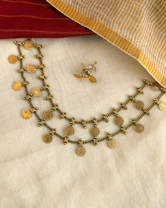 Double Layer Coin Necklace-AN022