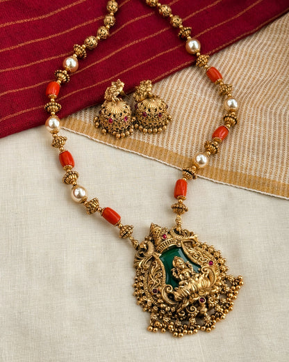 Coral Pearl Lakshmi Haaram-AH023