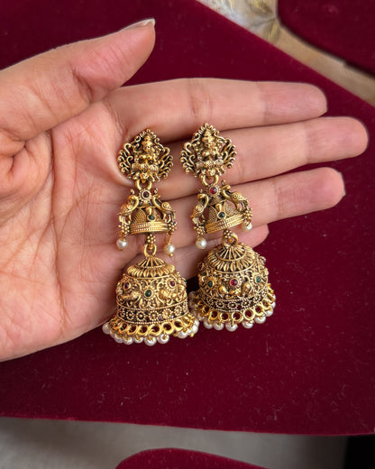 Temple Lakshmi Jhumkas