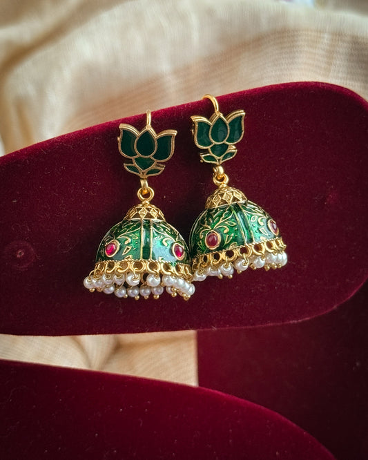 Enamel Hanging Jhumka Set