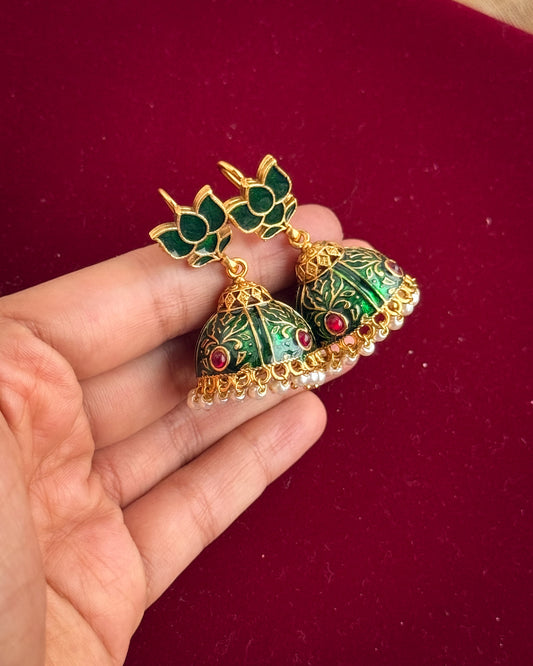 Enamel Hanging Jhumka Set