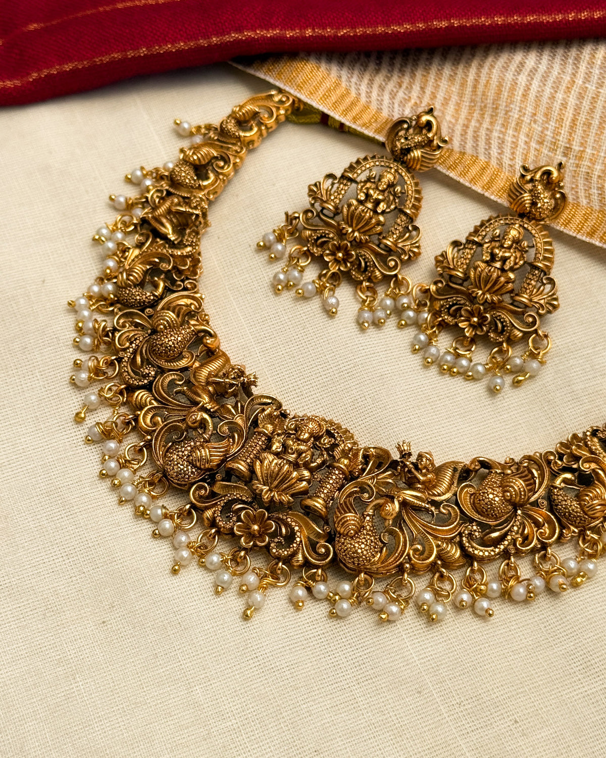 Royal Temple Lakshmi Necklace-AN088