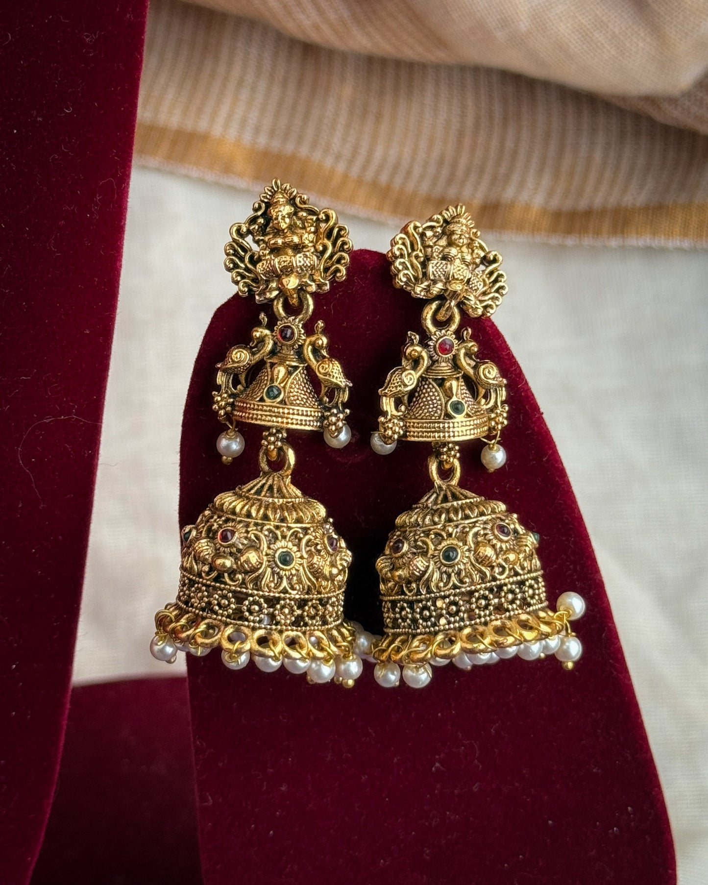 Temple Lakshmi Jhumkas