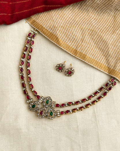 Premium Kundan Double Layer Necklace-AN060