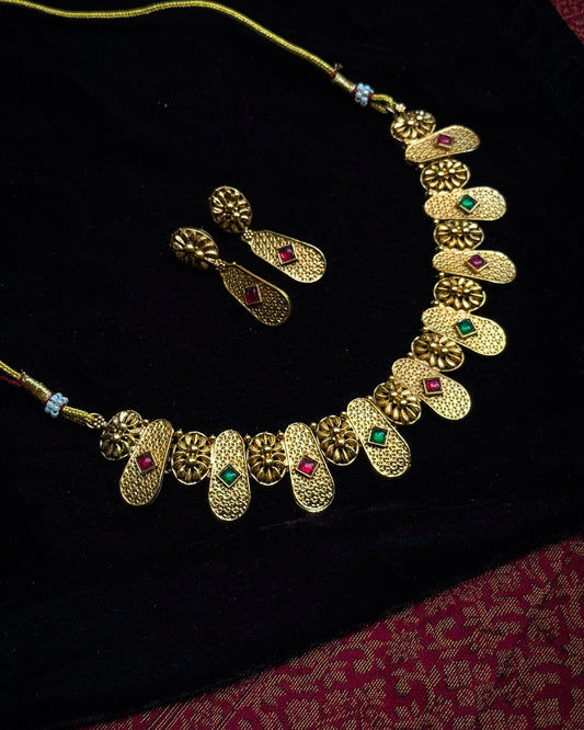 Elegant Ruby Emerald Necklace