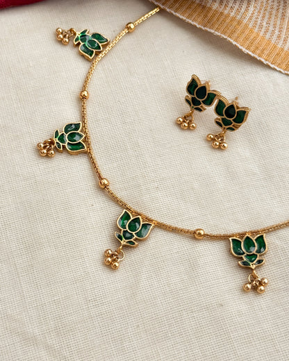 Simple Lotus Multipendant Necklace-AN057