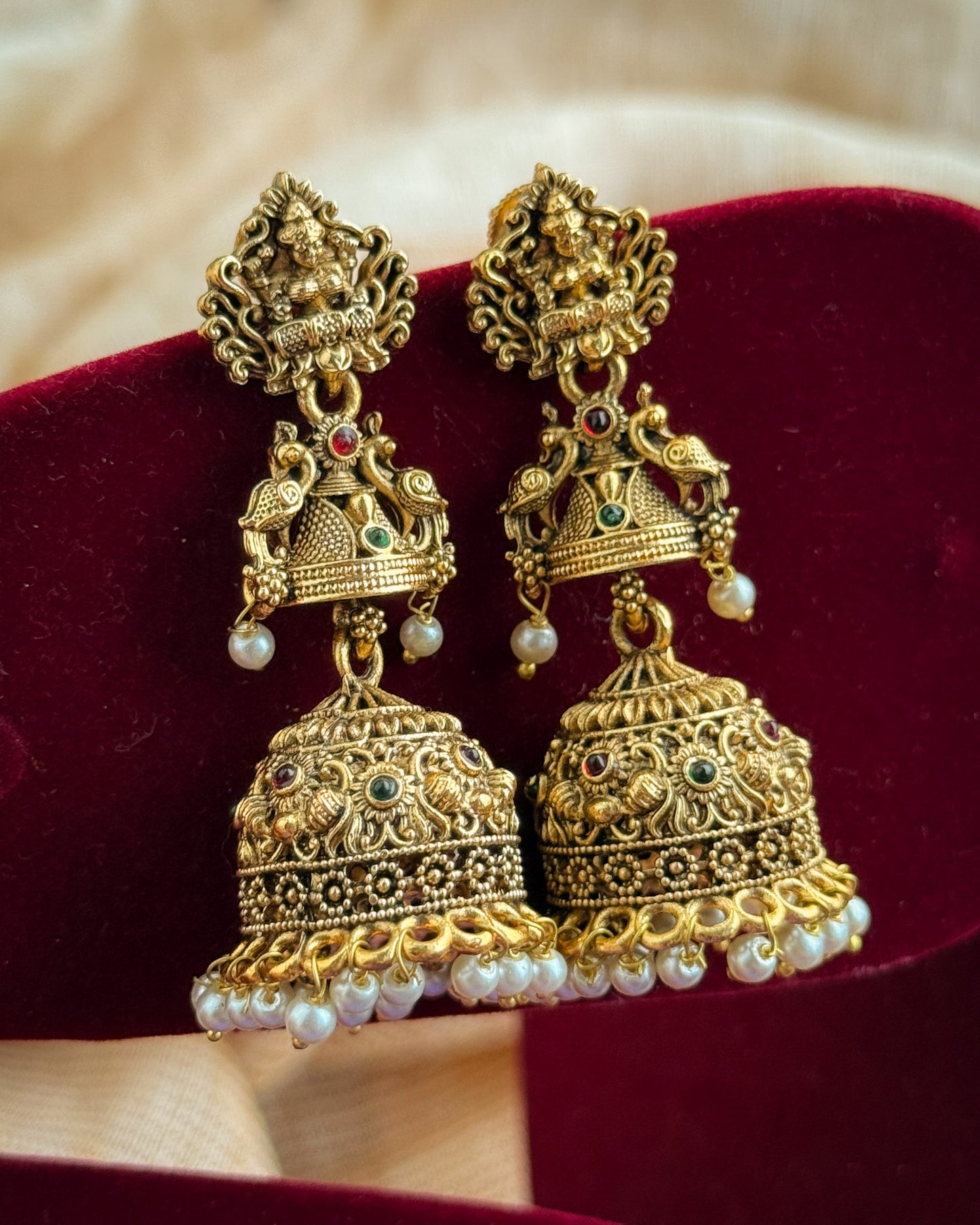 Temple Lakshmi Jhumkas