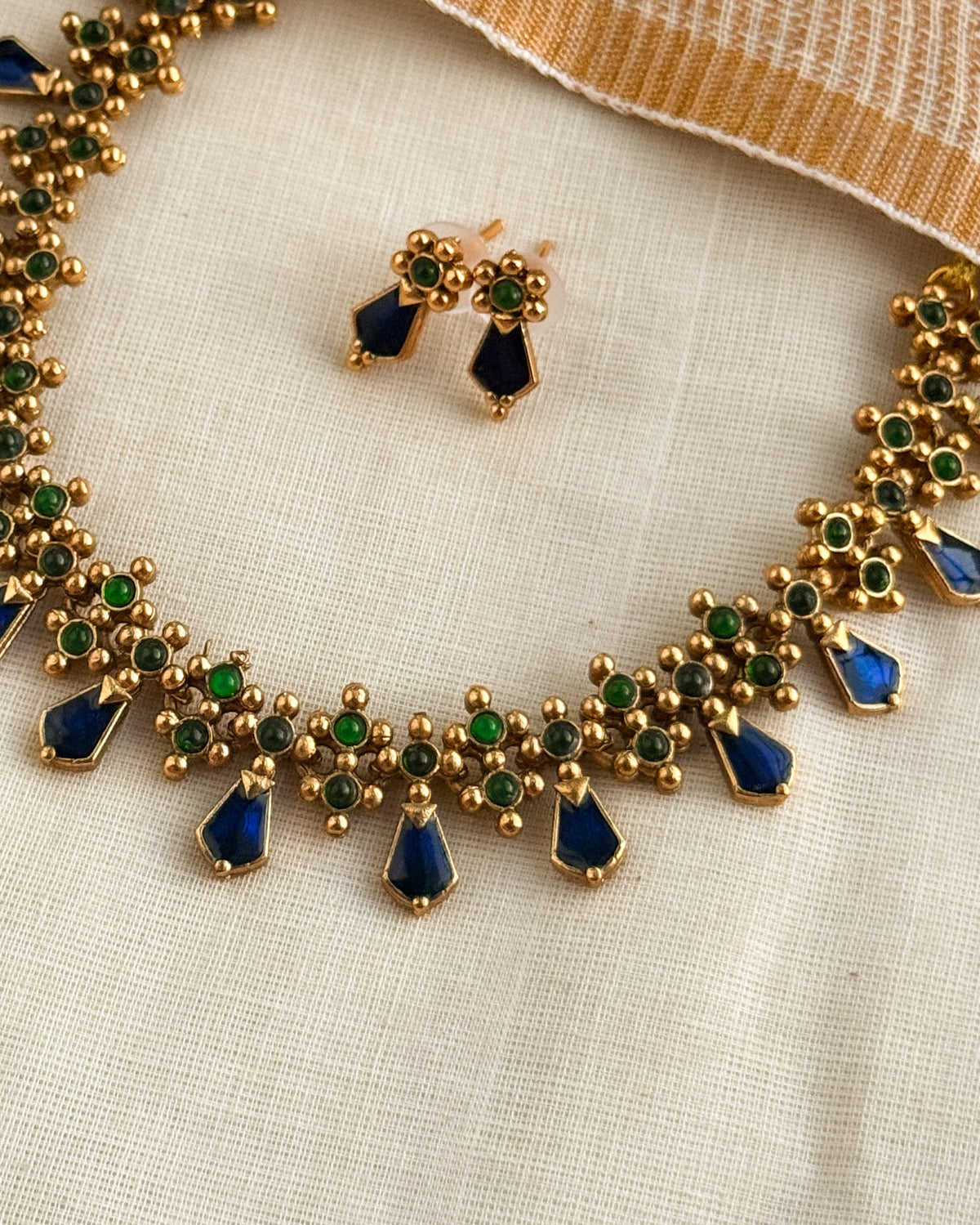 Blue Enamel Palakka Necklace-AN099