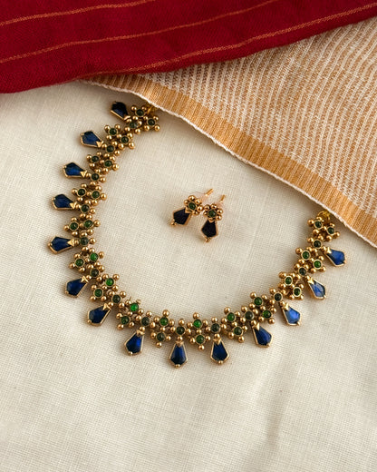 Blue Enamel Palakka Necklace-AN099