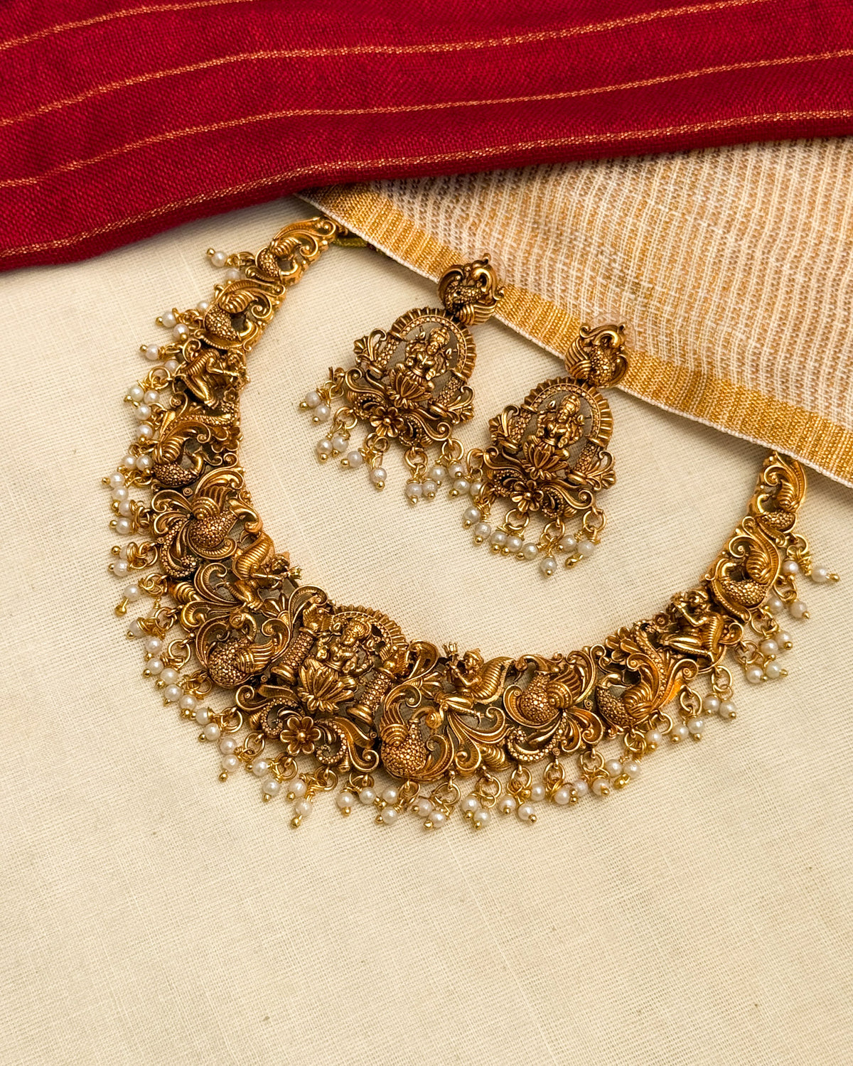 Royal Temple Lakshmi Necklace-AN088