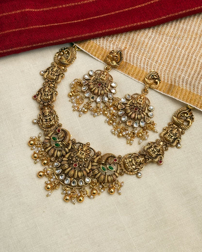 Mahalakshmi Mayura Kundan Necklace-AN090