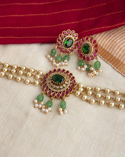 Royal Emerald Pearl Choker-AN110