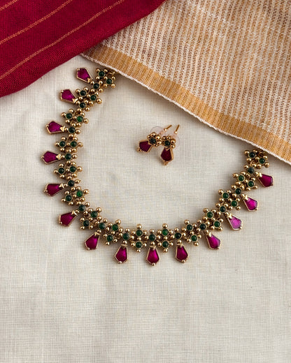 Majenta enamel palakka necklace-AN100