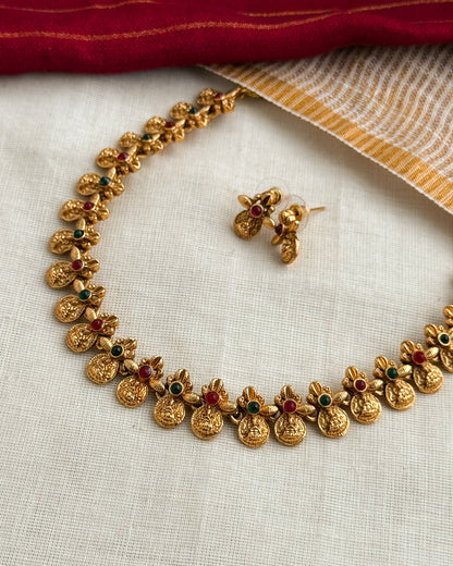 Multistone coin lakshmi necklace-AN080