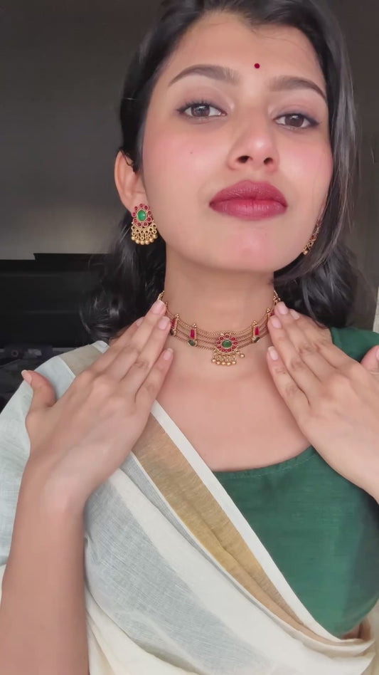 Traditional Four Layer Palakka Choker-AN071